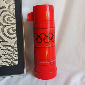 Vintage Gamble Skogmo Aladdin Red Black Circles Thermos